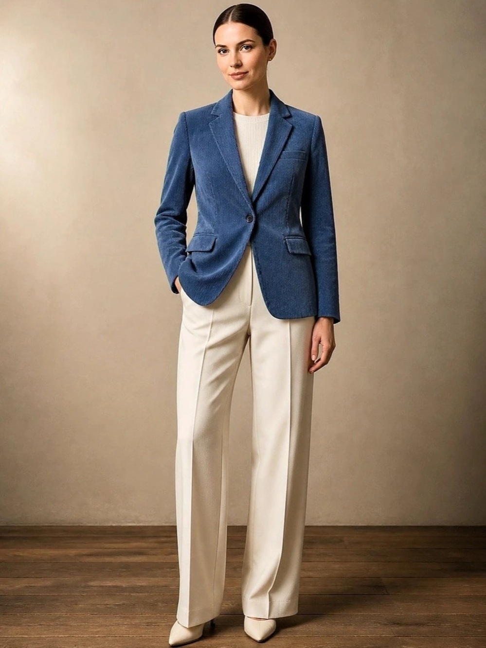 Talbots Women’s Blue Corduroy Single Button Blazer Size 2 Blue Career EUC Office
